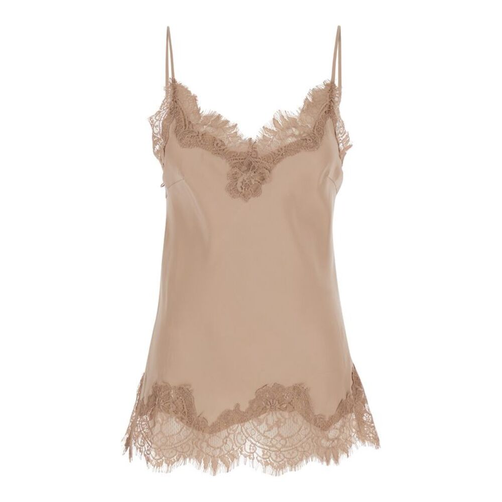 Gold Hawk Women Coco Tank Top With Tone-On-Tone Silk Lace Trimmings Beige Women